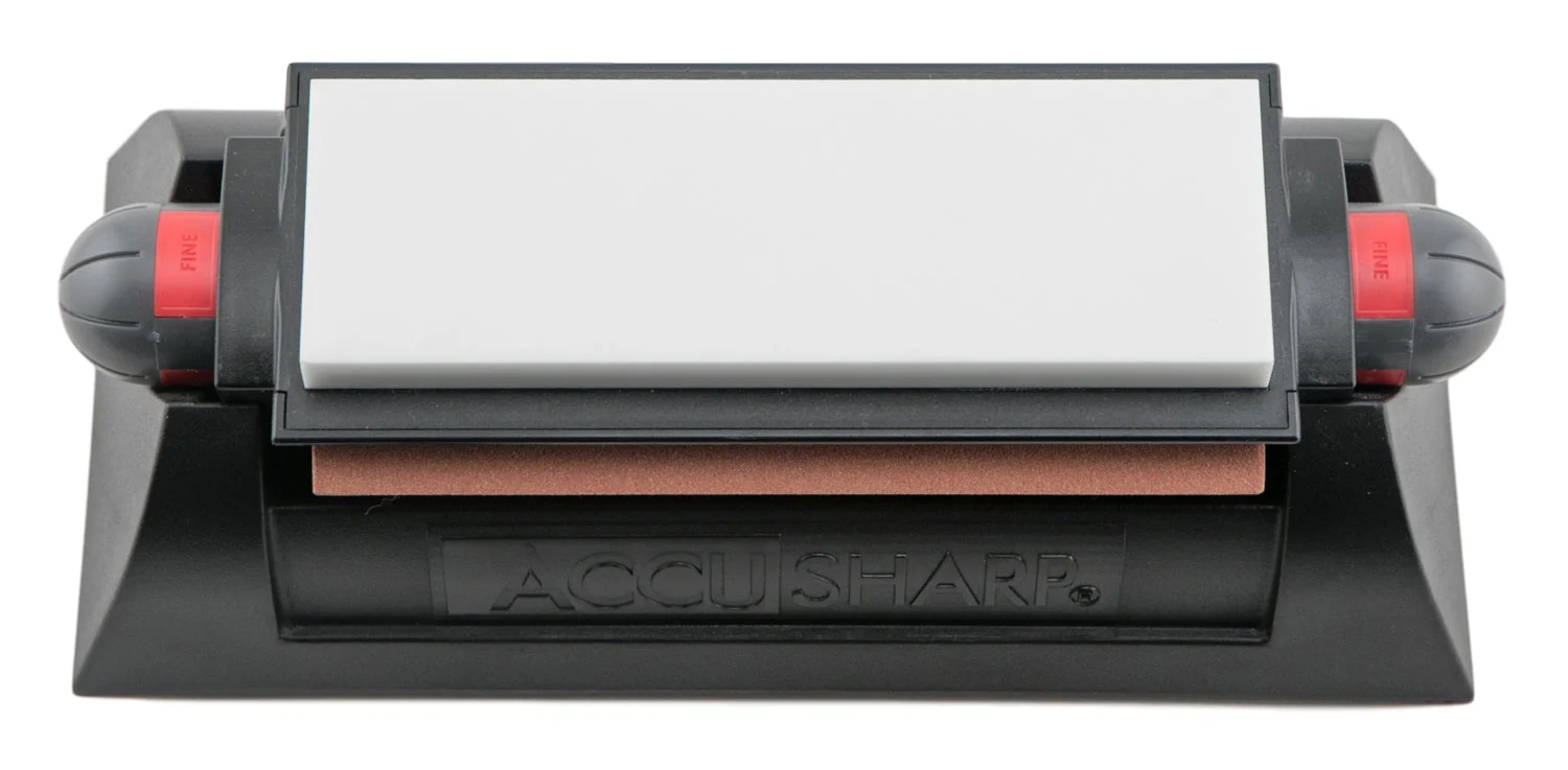AccuSharp 025C Tri-Stone Deluxe Sharpening System Coarse, Medium, Fine Diamond, Alumina, Ceramic Sharpener Rubber Handle