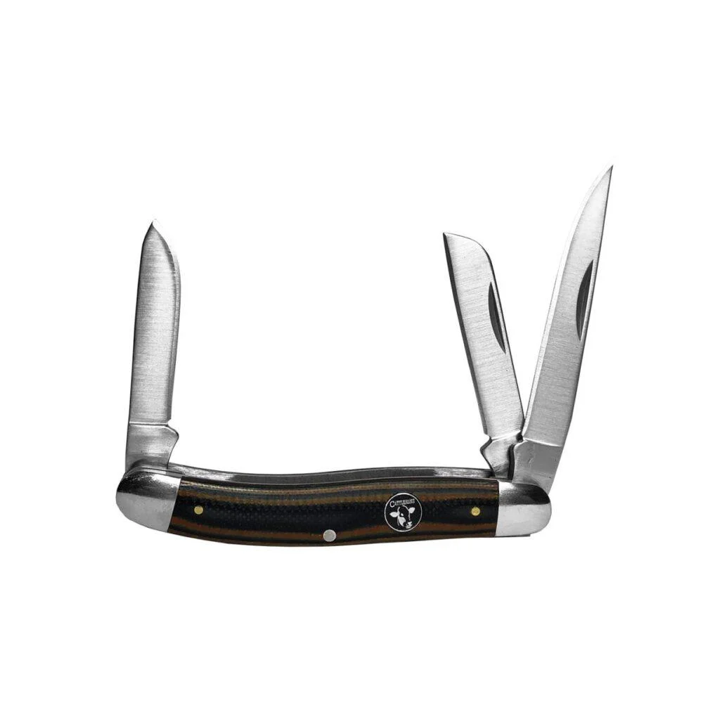 ABKT Cattleman Stockman Cowhand Series Knife 3 Blades Brown