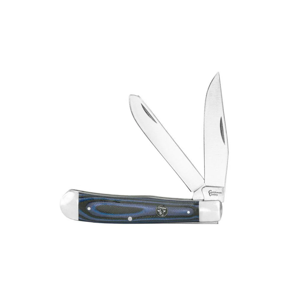 ABKT Cattleman Trapper Cowhand Knife 2 Blades Blue