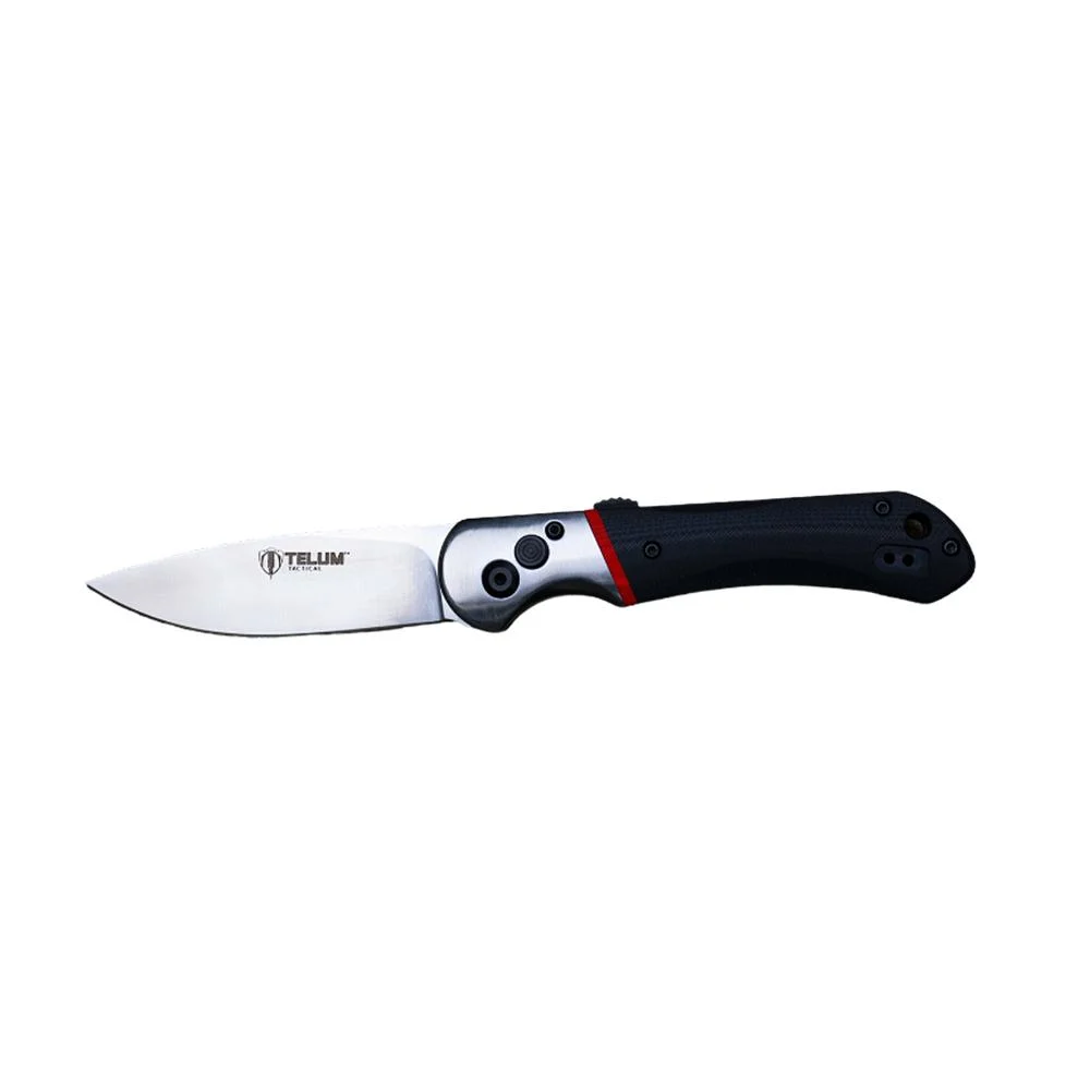Telum Tremor Tactical Automatic Knife 3-1/2" Drop Point Blade Black
